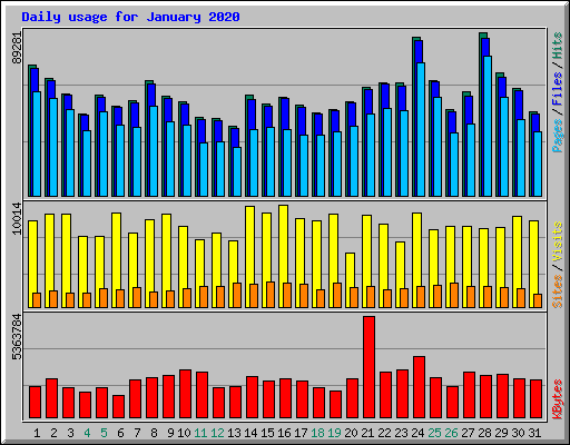 Daily usage for January 2020